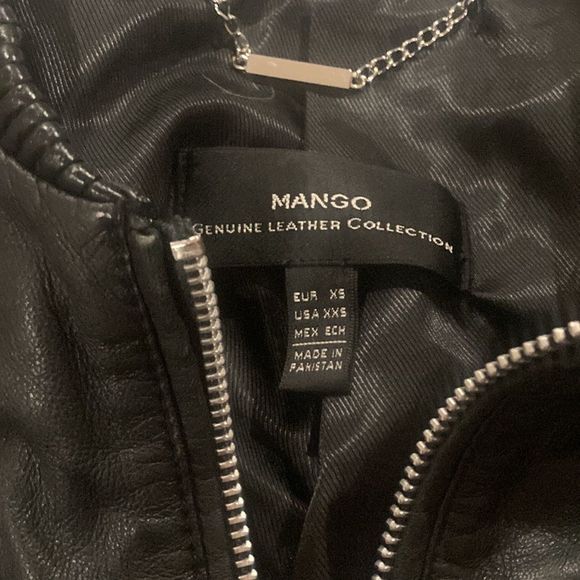 Mango Genuine Leather Collection Womens Size XS Black Moto Jacket - Picture 2 of 6